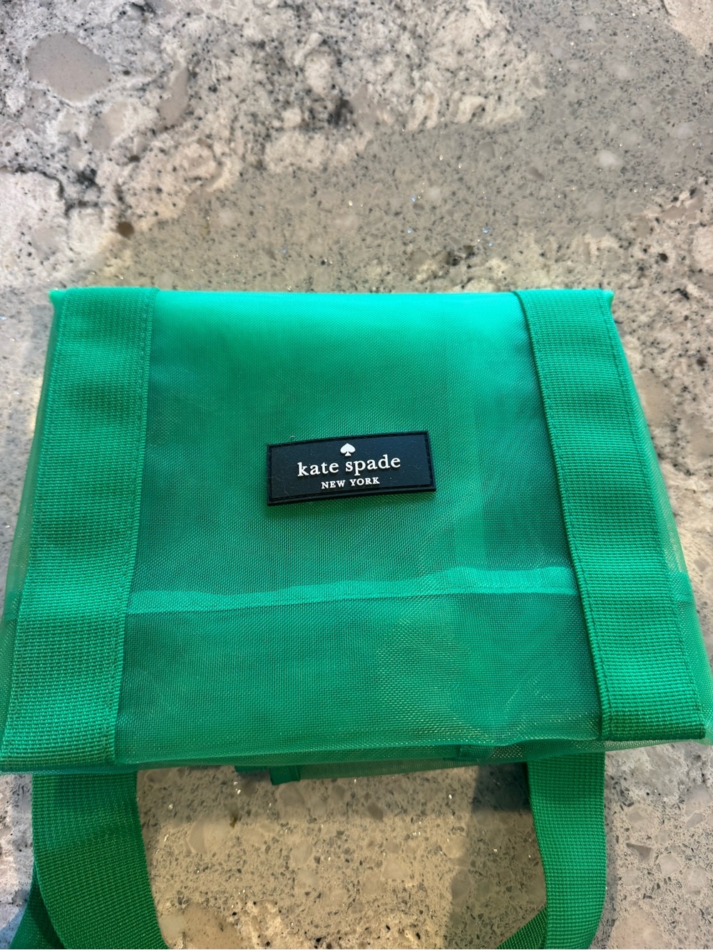NWOT kate spade picnic Green Mesh Tote with Logo Patch